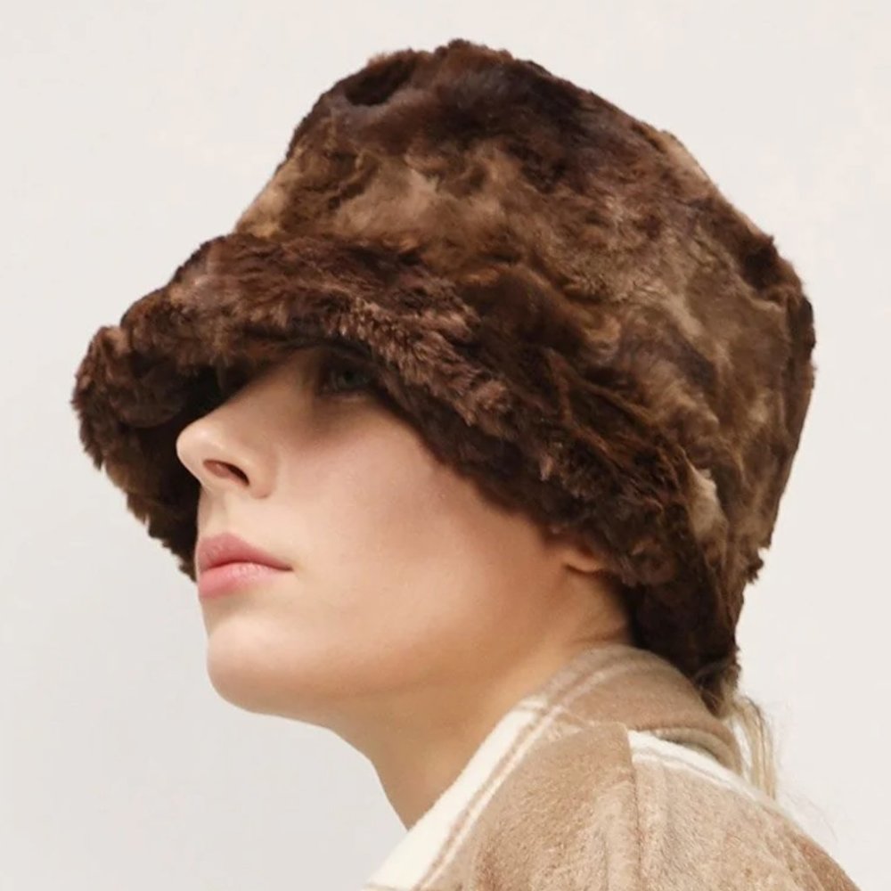 Brown Fur Bucket Hat